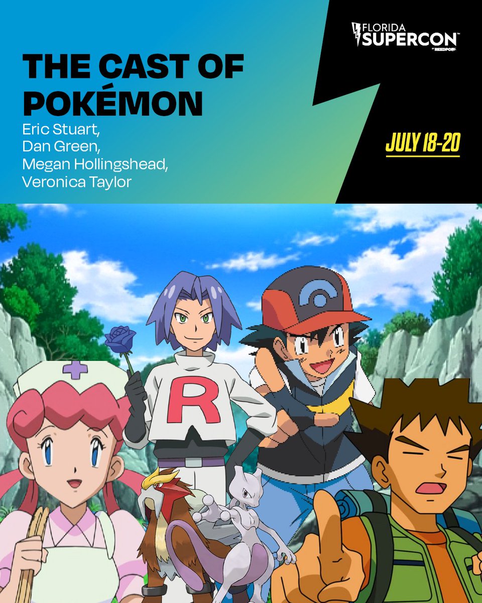Florida Supercon (@floridasupercon) on Twitter photo ā”Welcome the cast of PokĆ©mon to Miami Beach! You can meet <a href="/TheVeronicaT/">Veronica Taylor</a> (Ash), <a href="/eric_stuart/">Eric Stuart</a> (Brock; James), <a href="/MeganHolliVO/">Megan Hollingshead</a> (Nurse Joy), & <a href="/DanGreenVoices/">Dan_Green</a>(Mewtwo; Entei) for Photo Ops, *Autographs, and a panel from July 18-20! š Get your tickets: Supercon2025.com/BuyTickets ā”Welcome the cast of PokĆ©mon to Miami Beach! You can meet <a href="/TheVeronicaT/">Veronica Taylor</a> (Ash), <a href="/eric_stuart/">Eric Stuart</a> (Brock; James), <a href="/MeganHolliVO/">Megan Hollingshead</a> (Nurse Joy), & <a href="/DanGreenVoices/">Dan_Green</a>(Mewtwo; Entei) for Photo Ops, *Autographs, and a panel from July 18-20! š Get your tickets: Supercon2025.com/BuyTickets