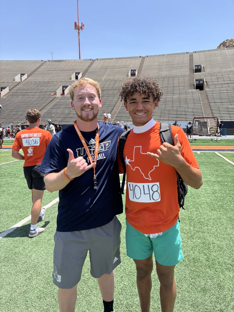 Devin Rodriquez 28’ DB/QB/ATH (@devin_r2028) on Twitter photo Great Camp today at <a href="/UTEPFB/">UTEP Football</a> very excited to come back in the fall shoutout <a href="/Elijah_Mccoy2/">Elijah McCoy ‘25 RB</a> showing me around and coaches <a href="/CoachKSigler/">Kelvin Sigler</a> <a href="/CoachFoster23/">Aaron Foster 👎🏾👎🏾</a> <a href="/ColeCarlsonUTEP/">Cole Carlson</a> for the coaching and conversation
#okg
<a href="/CoachBobbyDaly/">Bobby Daly</a> <a href="/CoachCam36/">Brian Cameron, Ed.D.</a> <a href="/CoachWolfle/">Kyle Wolfle</a> <a href="/Coach_Fortune/">Thad Fortune</a> <a href="/coachwvde/">Jonathan Wade 🍊🔥CoachWVDE🔥🍊</a> Great Camp today at <a href="/UTEPFB/">UTEP Football</a> very excited to come back in the fall shoutout <a href="/Elijah_Mccoy2/">Elijah McCoy ‘25 RB</a> showing me around and coaches <a href="/CoachKSigler/">Kelvin Sigler</a> <a href="/CoachFoster23/">Aaron Foster 👎🏾👎🏾</a> <a href="/ColeCarlsonUTEP/">Cole Carlson</a> for the coaching and conversation
#okg
<a href="/CoachBobbyDaly/">Bobby Daly</a> <a href="/CoachCam36/">Brian Cameron, Ed.D.</a> <a href="/CoachWolfle/">Kyle Wolfle</a> <a href="/Coach_Fortune/">Thad Fortune</a> <a href="/coachwvde/">Jonathan Wade 🍊🔥CoachWVDE🔥🍊</a>