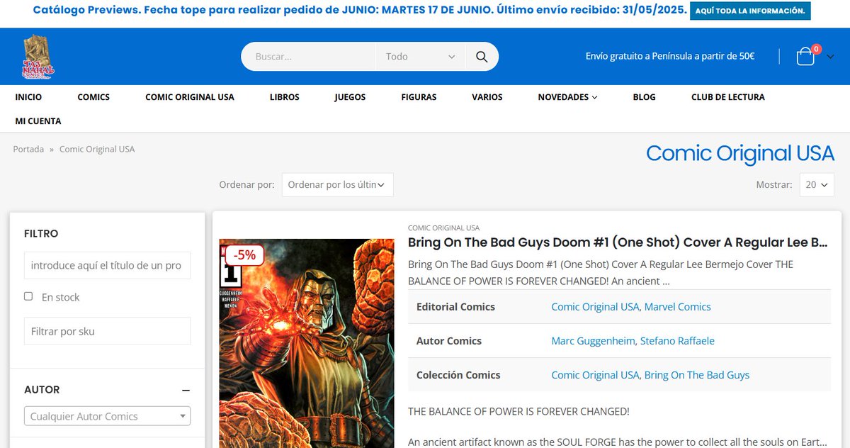 Ya hemos cargado en la web la última tanda de novedades de #comicoriginalusa de la semana.

Unas 270 diferentes entre títulos y portadas que podéis ver a través del siguiente enlace:

tajmahalcomics.com/categoria-prod…