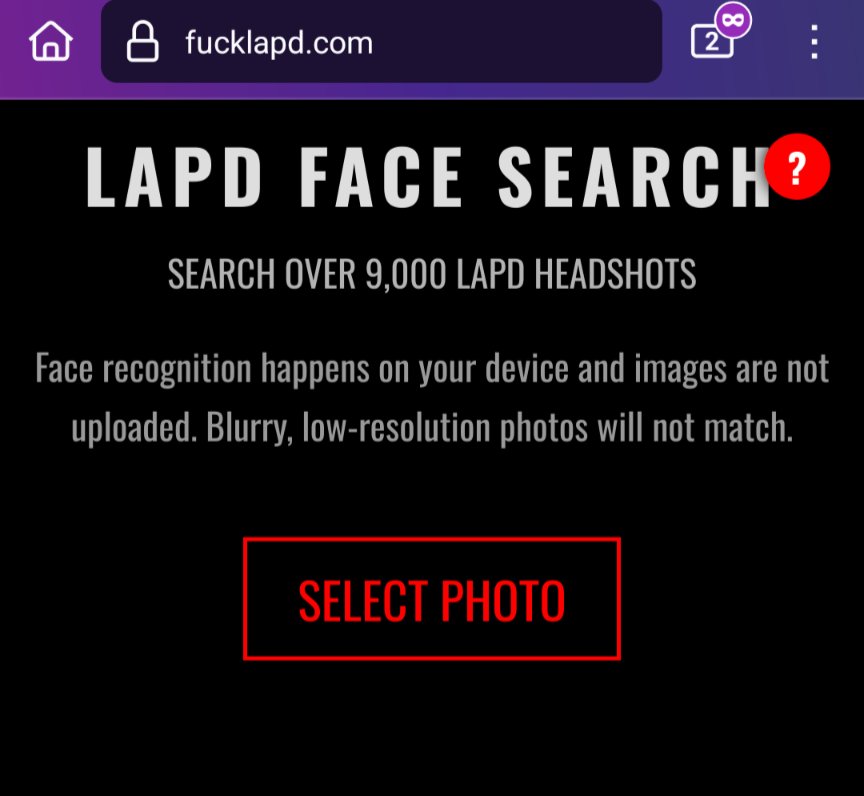 WhosThatCop's tweet image. New community resource dropped: fucklapd.com
Identify LAPD cops with facial recognition!
