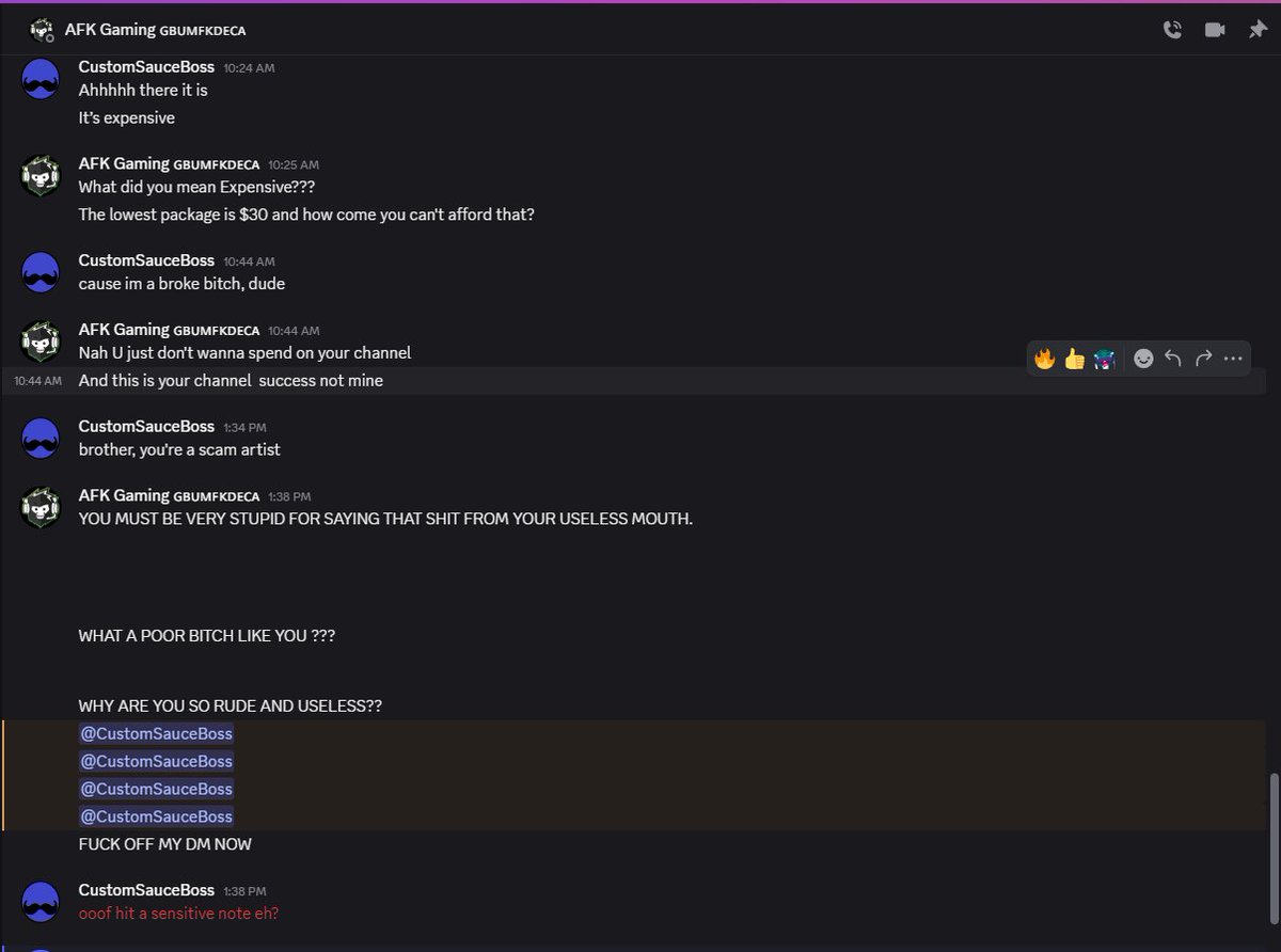 SauceCustom's tweet image. there's really only one reason you would take this to heart, and that's cause it's true @afkgaming. Careful who you choose to work with everyone