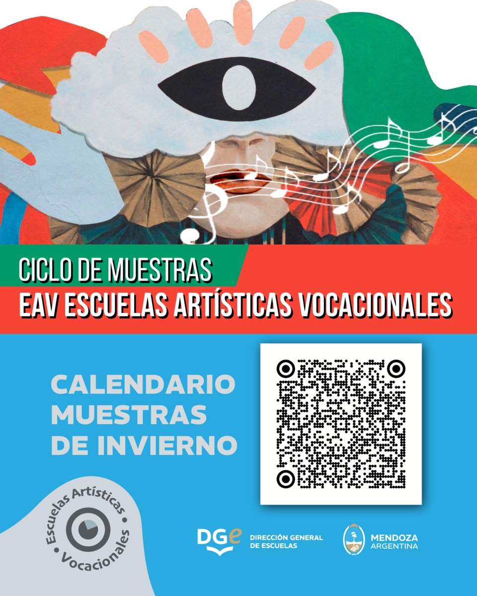 🎭❄️ Llega el ciclo de muestras de invierno de las Escuelas Artísticas Vocacionales

Desde la semana próxima, los estudiantes de las EAV compartirán con la comunidad el trabajo realizado en el primer semestre.

🔗: Toda la info en: mendoza.gov.ar/prensa/las-esc…