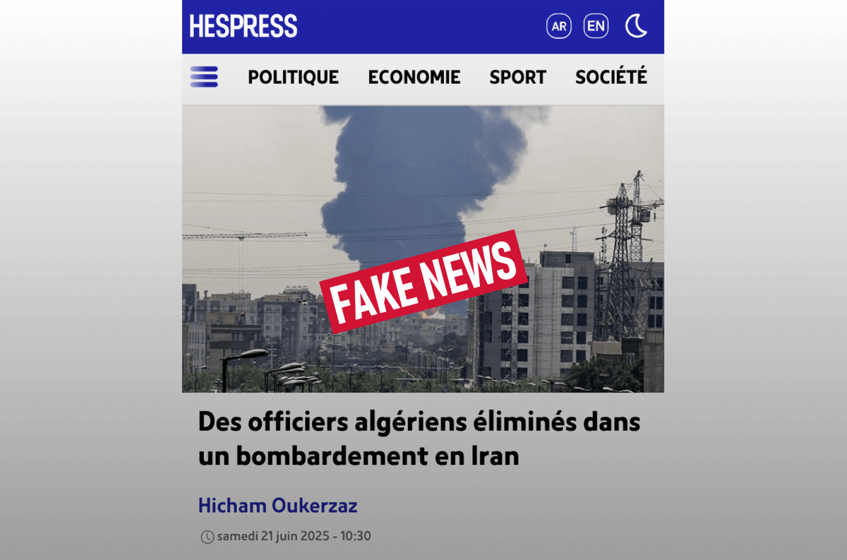 UnionAlgerienne's tweet image. Quel cynisme de profiter du drame au Proche-Orient à des fins de propagande hostile.
Son origine : FesNews Media, blog censé informer sur l'actualité locale de Fès et du Maroc. Cela suffit au média marocain Hespress pour diffuser.
À force, les IA commencent à flaguer ces…