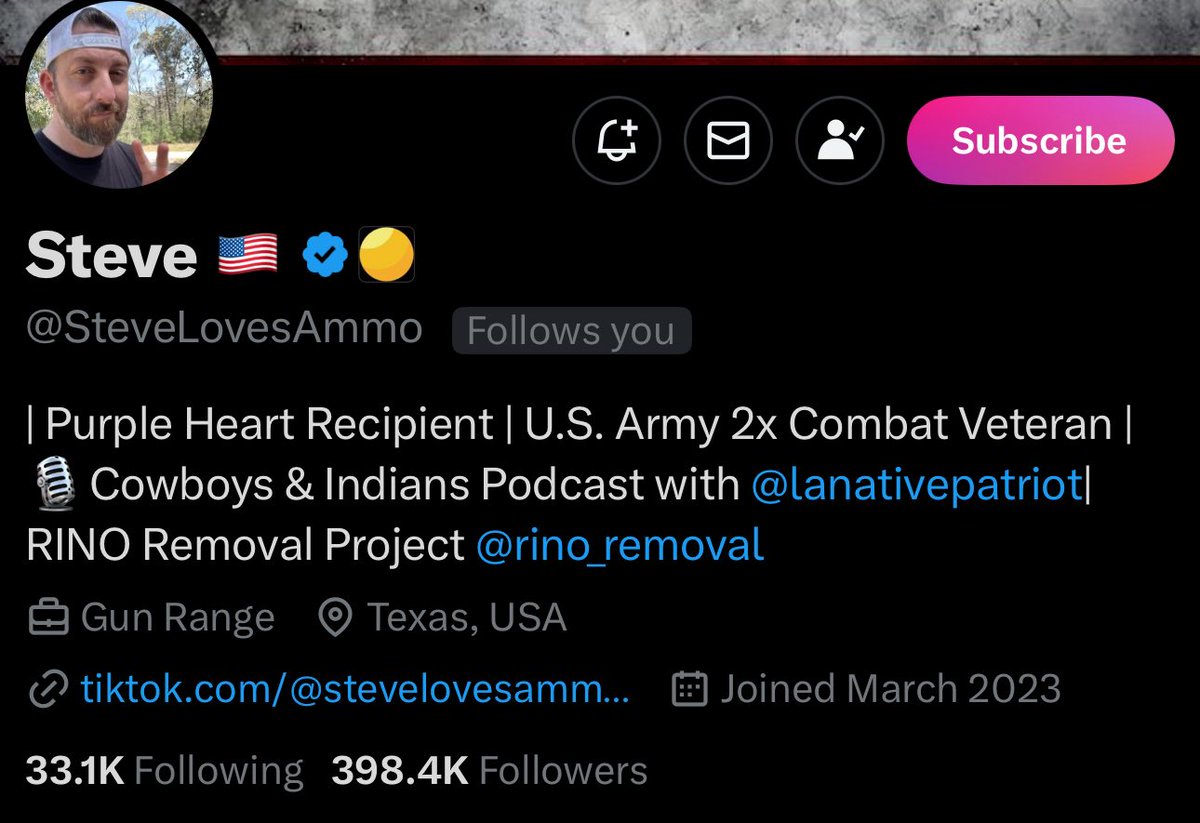 TruthHurts (@truthhurtstkv) on Twitter photo Can we help get <a href="/SteveLovesAmmo/">Steve πΊπΈ</a> over the hump to 400K followers? He didnβt ask me to do this but it would be well deserved Can we help get <a href="/SteveLovesAmmo/">Steve πΊπΈ</a> over the hump to 400K followers? He didnβt ask me to do this but it would be well deserved