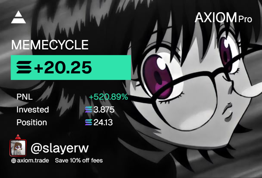 slayerwsol's tweet image. #MEMECYCLE

BPhtSt3fXqL31hhwbX52iuhR9vSjoLFPVcMQCXfCUhXs

missed the $20k mc entry 

but money is money anyway