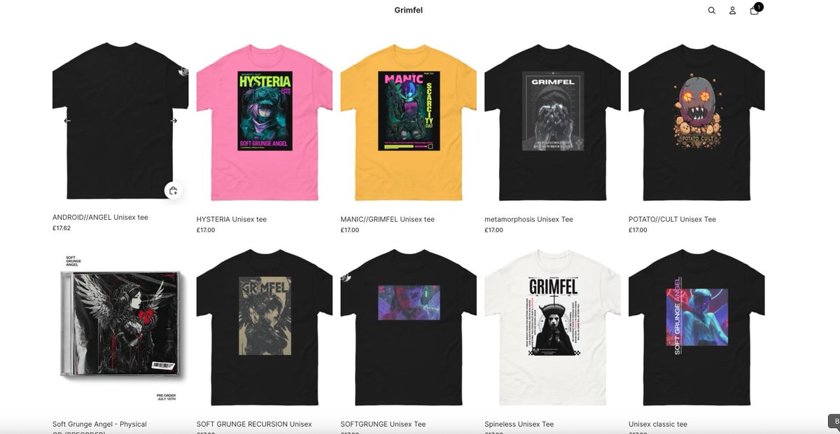 Alright beautiful people website is up with some merch grimfel.com Just need to do a few more sections. But on here you can pre-order the new album and there's some T-Shirts! Printful are expensive so I may change that up soon.
