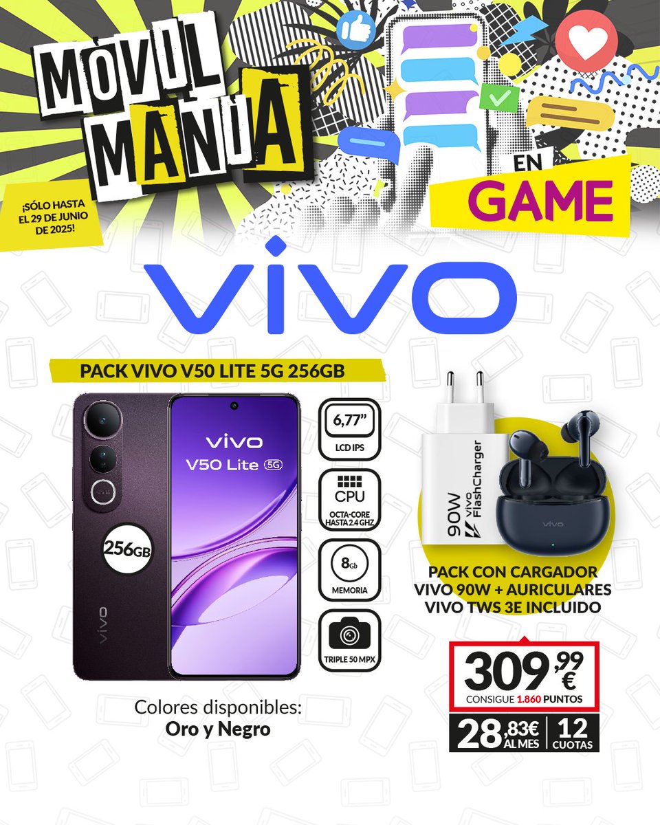 ¡Buscas teléfono guay a precio muy interesante? ¡Pues echa un vistazo a los VIVO! 📱

¡Aprovecha nuestra promo móvil Manía! 🤑
ow.ly/M8Zc50W8TrS