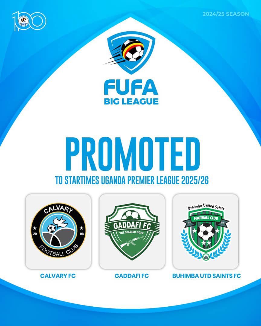 UPL Fans' Forum (@uplfans) on Twitter photo ๐จ๐จ <a href="/calvaryfcm/">Calvary FC Midigo</a> , <a href="/GaddafiFC/">Gaddafi Football Club</a> and <a href="/BuhimbaF/">Buhimba United Saints FC</a> are promoted to the UPL. ๐จ๐จ <a href="/calvaryfcm/">Calvary FC Midigo</a> , <a href="/GaddafiFC/">Gaddafi Football Club</a> and <a href="/BuhimbaF/">Buhimba United Saints FC</a> are promoted to the UPL.