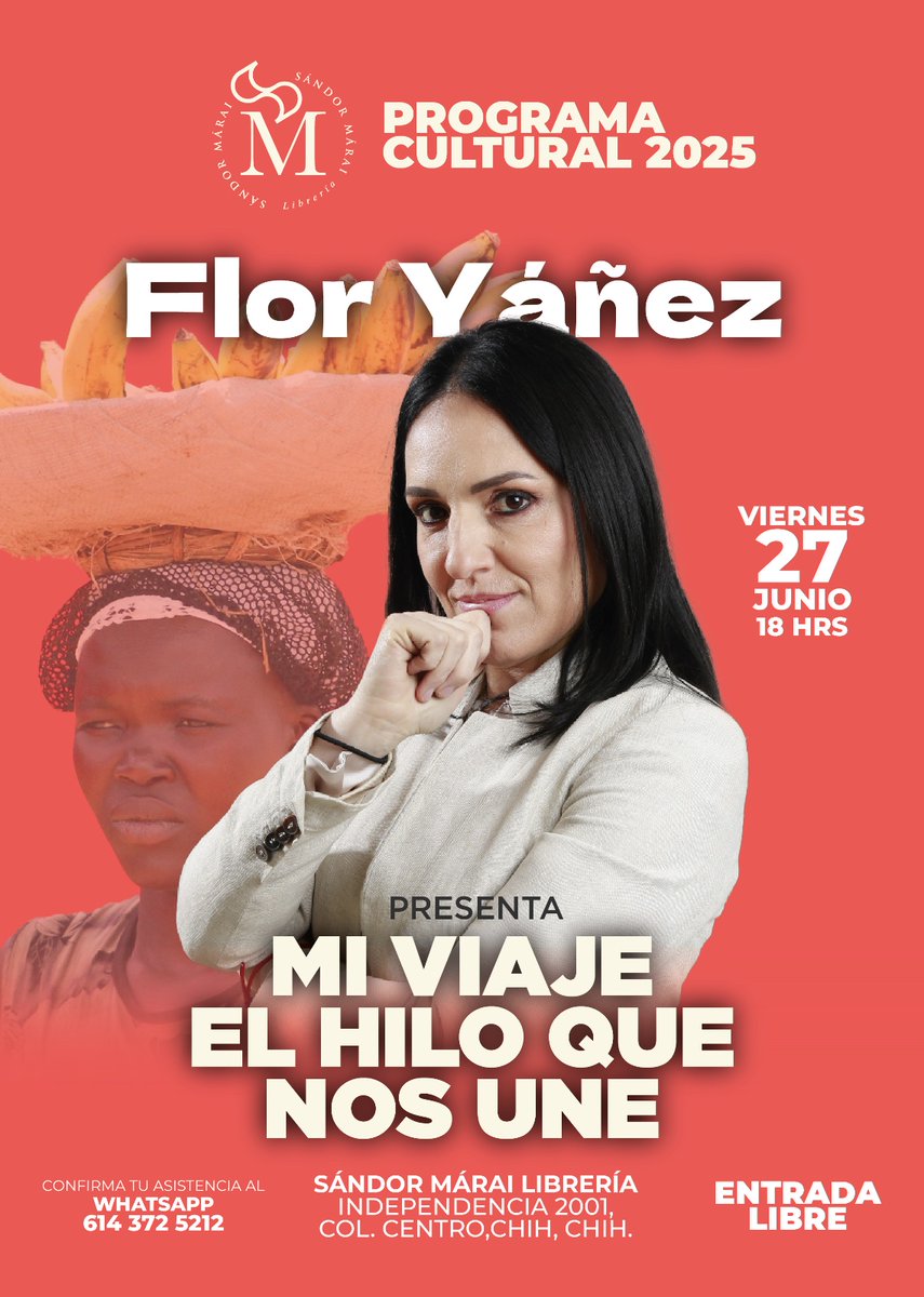 🌸 ¿Cuál es la diferencia entre ser mujer en México, Japón o Ruanda? Descúbrelo en un viaje que cruza fronteras y corazones. #FlorYáñez presenta Mi viaje, el hilo que nos une este viernes 27 de junio a las 18 h en Sándor Márai Librería. 💜 Reserva: 614 372 5212. ¡Te esperamos! ✊