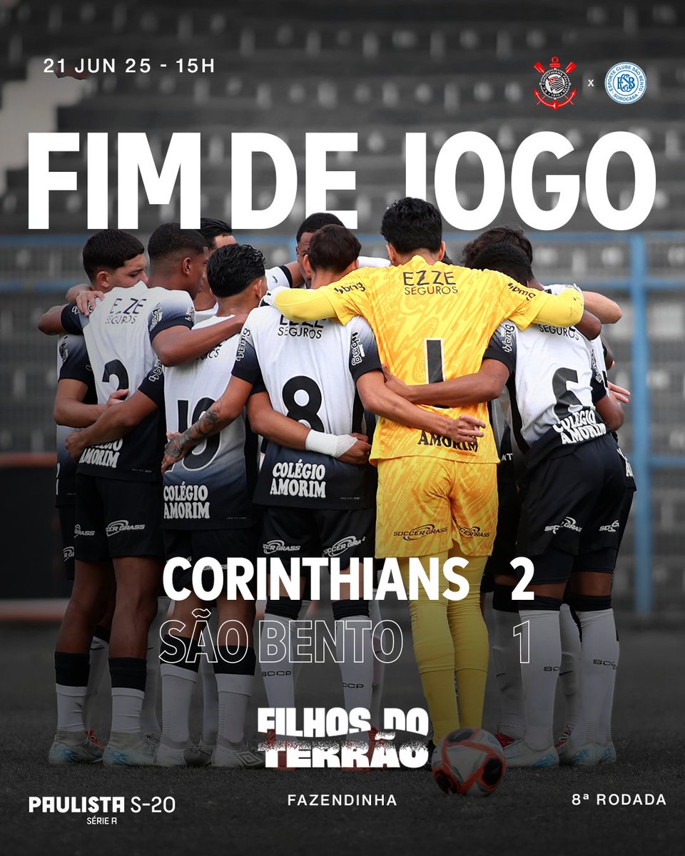 Os #FilhosDoTerrão Sub-20 vencem mais uma rodada em casa pelo Paulistão! ⚫⚪

Corinthians 2 🆚 1 São Bento

⚽ Luiz Eduardo 
⚽ Guilherme Amorim

#CorinthiansNaBase
#VaiCorinthians