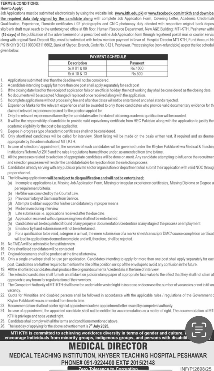 Welcome to <a href="/mtikth/">𝐌𝐓𝐈-𝐊𝐓𝐇</a> Khyber Teaching hospital Peshawar. Everyone is encouraged to apply 
#jobs
#health 
<a href="/AliAminKhanPTI/">Ali Amin Khan Gandapur</a> 
<a href="/FaisalAminKhan/">Faisal Amin Khan</a> 
<a href="/GovtofKPK/">حکومت خیبر پختنواہ</a>