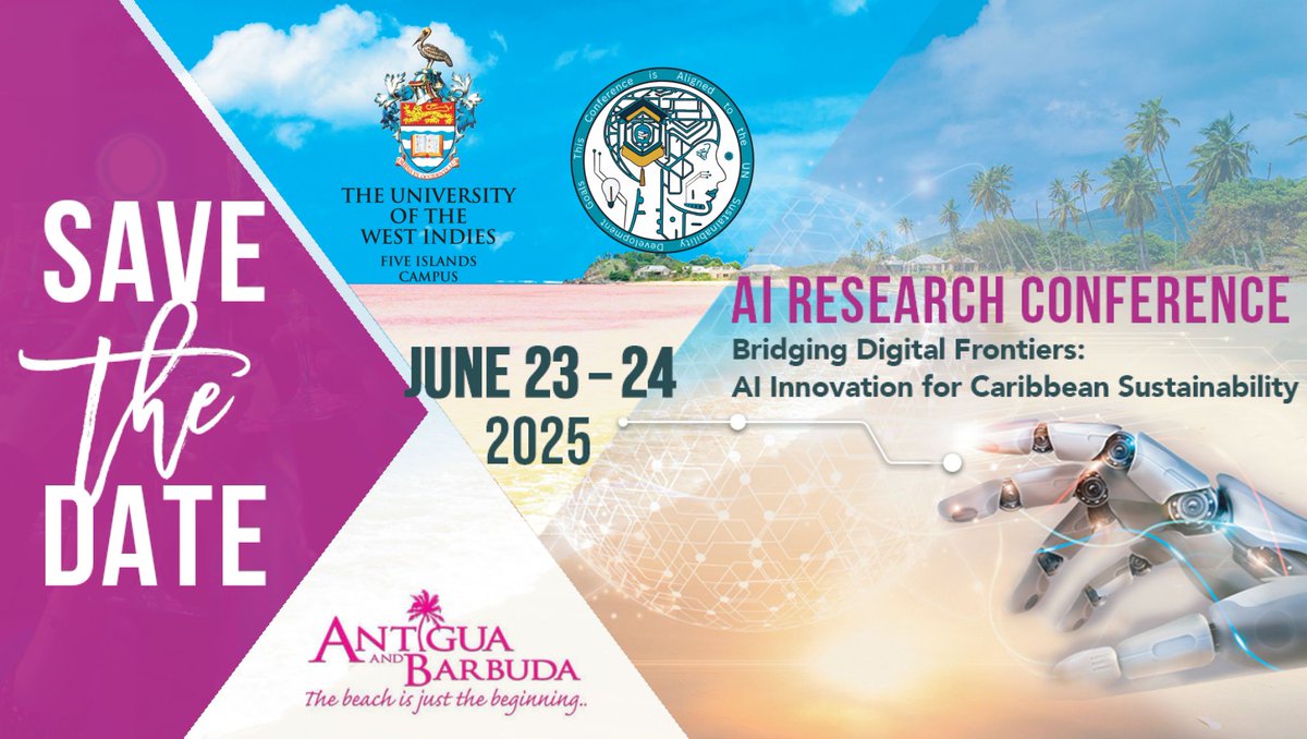 TeamCAJS's tweet image. CAJS is headed to Antigua!

Our Legal Director &amp;amp; CTO will join leading voices at the 2nd Annual AI Research Conference hosted by UWI Five Islands on June 23–24.

Theme: Bridging Digital Frontiers: AI Innovation for Caribbean Sustainability 🌱

#AIConference #connectedcaribbean