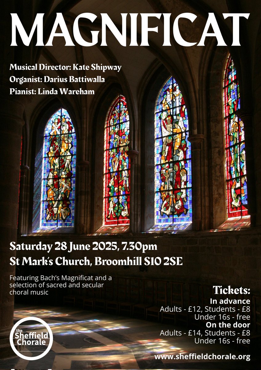 Just a week to go to our summer concert at St Mark's, Broomhill. Book your tickets at sheffieldchorale.org