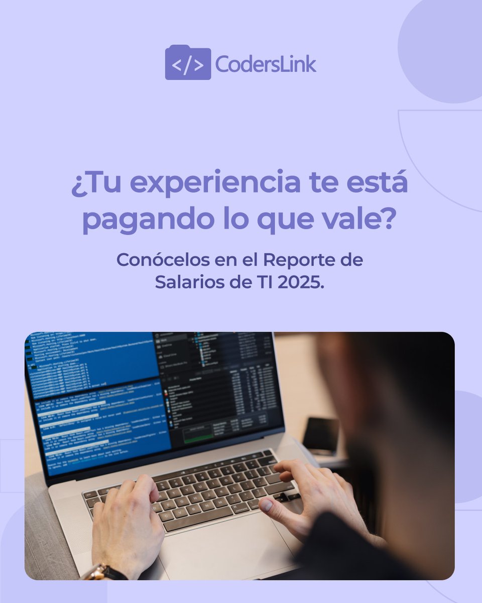 coderslink's tweet image. ¿Estás ganando lo justo? 

El Reporte de Salarios de TI 2025 te lo dice con datos reales 📊👇
bit.ly/ReporteSalario…