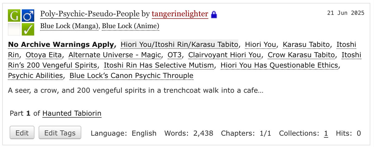 Tan (@tangerinlighter) on Twitter photo Fic for Day 7 of <a href="/bllkpolyweek/">bllk polyship week</a>
🩵 supernatural AU
💜 tabiorin OT3
🖤 G-rated coffeeshop!
#bllkpolyweek Fic for Day 7 of <a href="/bllkpolyweek/">bllk polyship week</a>
🩵 supernatural AU
💜 tabiorin OT3
🖤 G-rated coffeeshop!
#bllkpolyweek