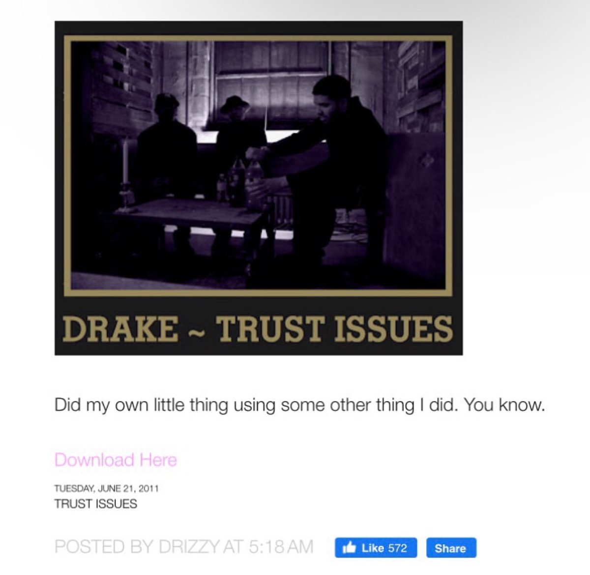 14 years ago today Drake released ‘Trust Issues’ on the OVO blog