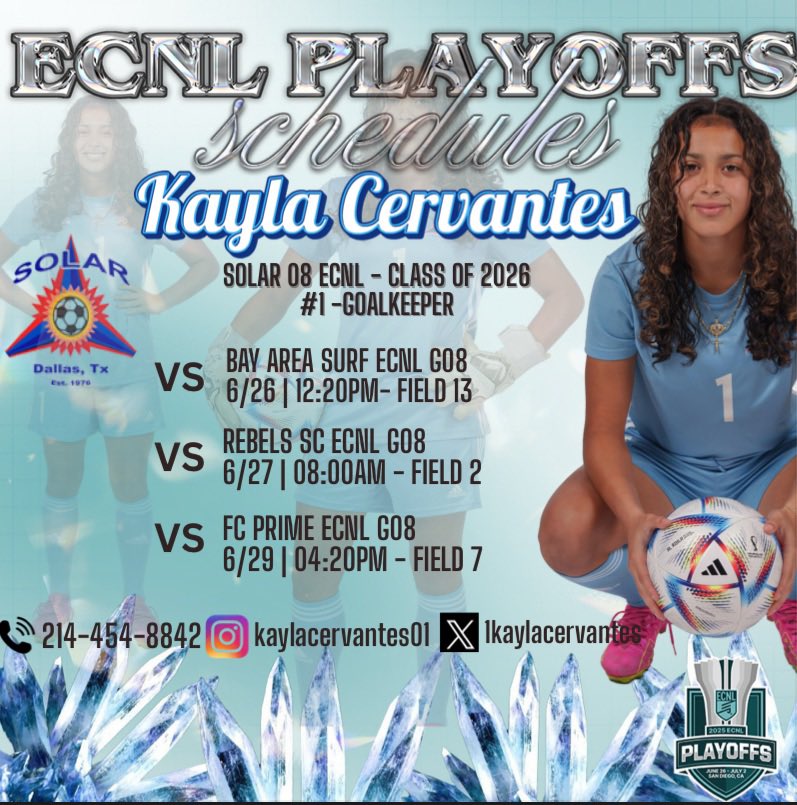 Kayla Cervantes (@1kaylacervantes) on Twitter photo Come watch me play! 🫣
#2026 #gk
<a href="/ImYouthSoccer/">ECNL/GA/Recruiting/College Soccer</a> <a href="/ECNLgirls/">ECNL Girls</a> <a href="/TopDrawerSoccer/">TopDrawerSoccer</a> <a href="/ImCollegeSoccer/">College Soccer Truth ™</a> <a href="/PrepSoccerTX/">Prep Soccer Texas</a> <a href="/TheSoccerWire/">SoccerWire</a> <a href="/Solar08gECNL/">Solar08gECNL</a> Come watch me play! 🫣
#2026 #gk
<a href="/ImYouthSoccer/">ECNL/GA/Recruiting/College Soccer</a> <a href="/ECNLgirls/">ECNL Girls</a> <a href="/TopDrawerSoccer/">TopDrawerSoccer</a> <a href="/ImCollegeSoccer/">College Soccer Truth ™</a> <a href="/PrepSoccerTX/">Prep Soccer Texas</a> <a href="/TheSoccerWire/">SoccerWire</a> <a href="/Solar08gECNL/">Solar08gECNL</a>
