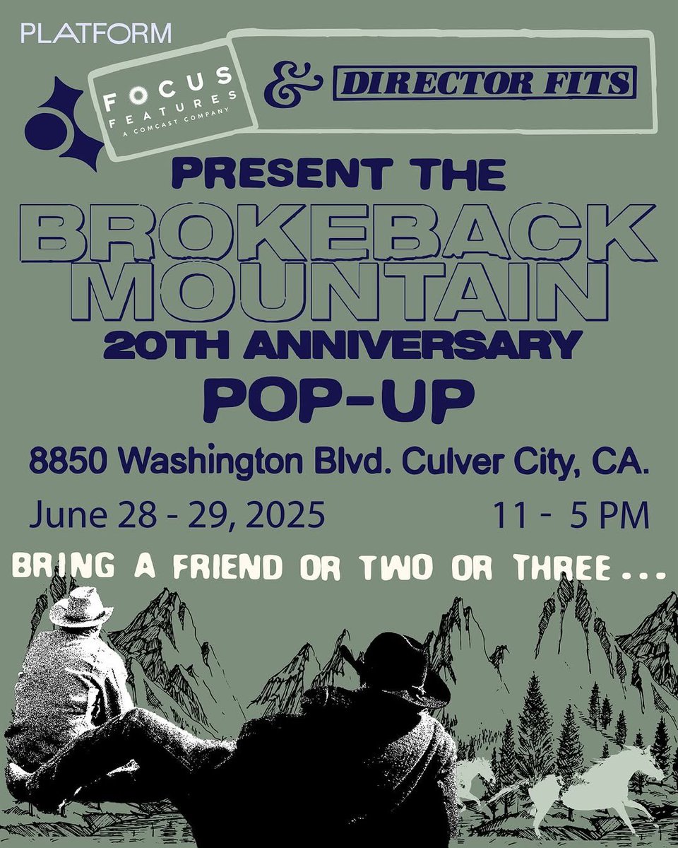 brokebacksource's tweet image. there is a 20th anniversary pop up june 28th & 29th in culver city, CA!