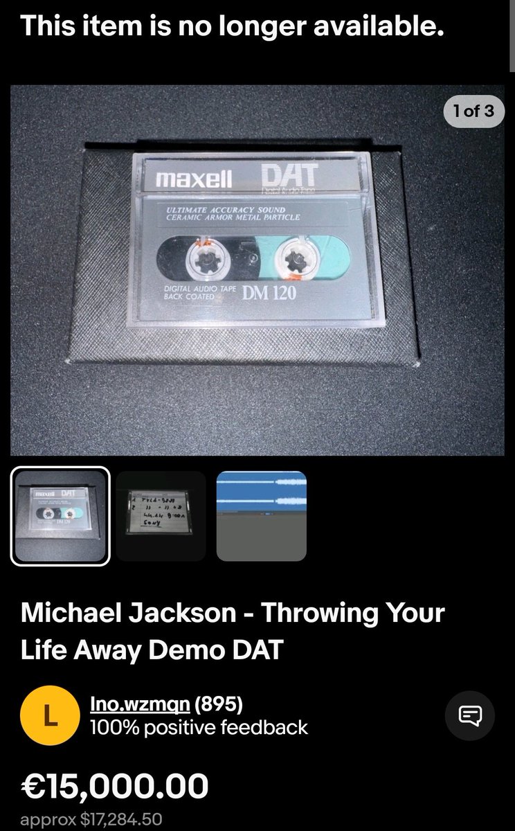 MJJSpotify2015's tweet image. Somebody has purchased "Throwing Your Life Away " the original 9 minute tape Michael Jackson wrote and recorded originally for "BAD" for 17K US Dollars. That's insane! #MichaelJackson #KingOfPop