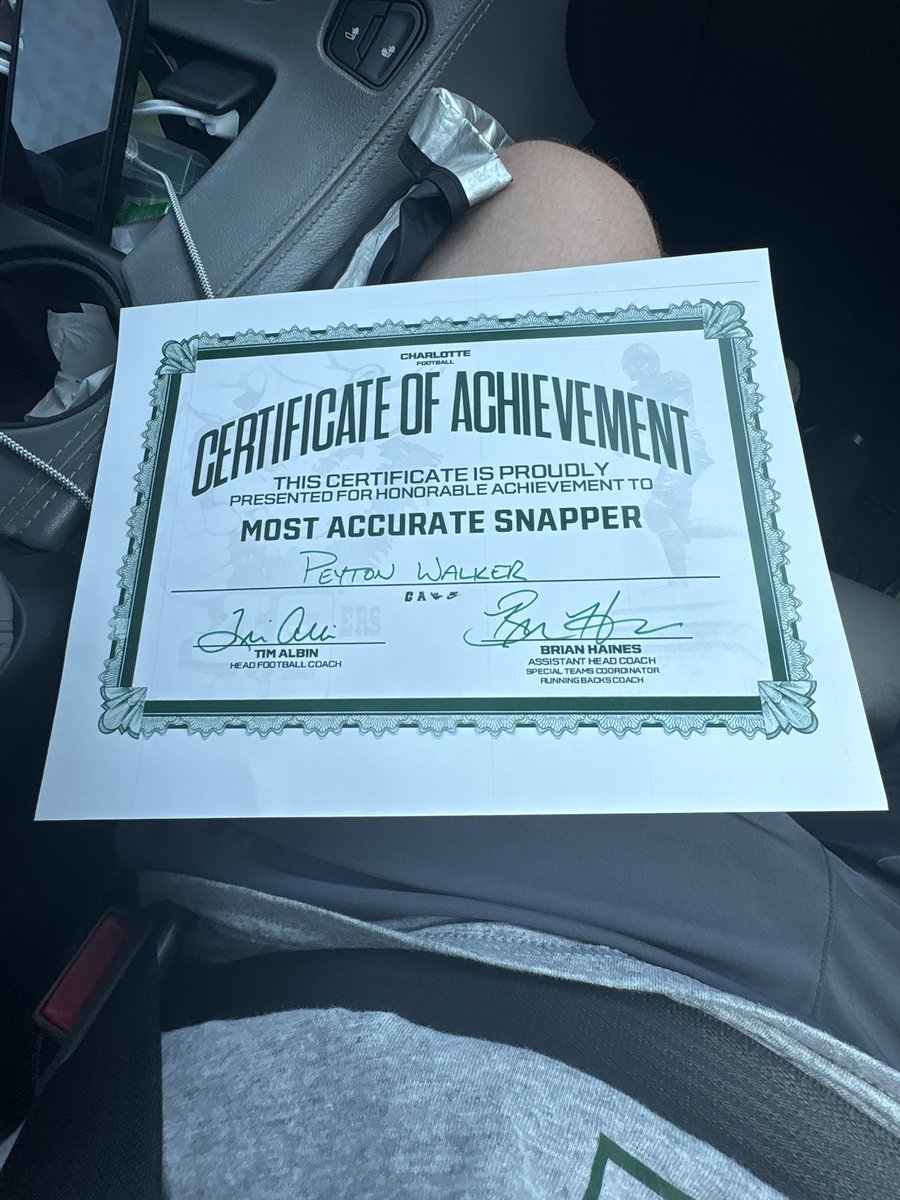 Peyton Walker (@peytonw_51) on Twitter photo Had a great day <a href="/CharlotteFTBL/">Charlotte Football</a> thanks to <a href="/CoachOrrock/">Danny Orrock</a> and <a href="/BrianHainesb/">Brian Haines</a> for the camp! Won the most accurate snapper award! And look forward to being back on campus! Had a great day <a href="/CharlotteFTBL/">Charlotte Football</a> thanks to <a href="/CoachOrrock/">Danny Orrock</a> and <a href="/BrianHainesb/">Brian Haines</a> for the camp! Won the most accurate snapper award! And look forward to being back on campus!