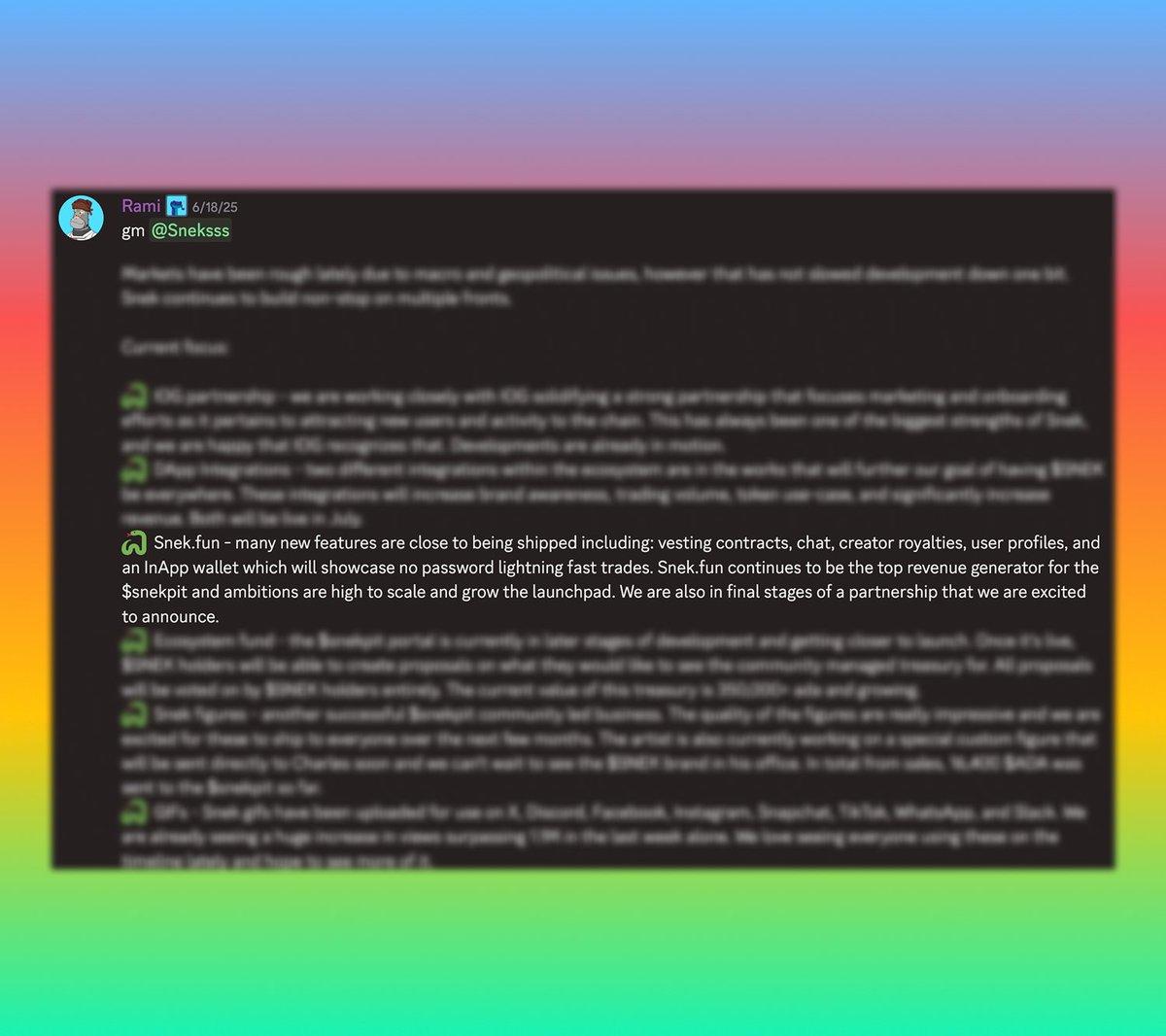 SnekFun is about to get its biggest update yet 🫡 From the SNEK discord  yesterday: