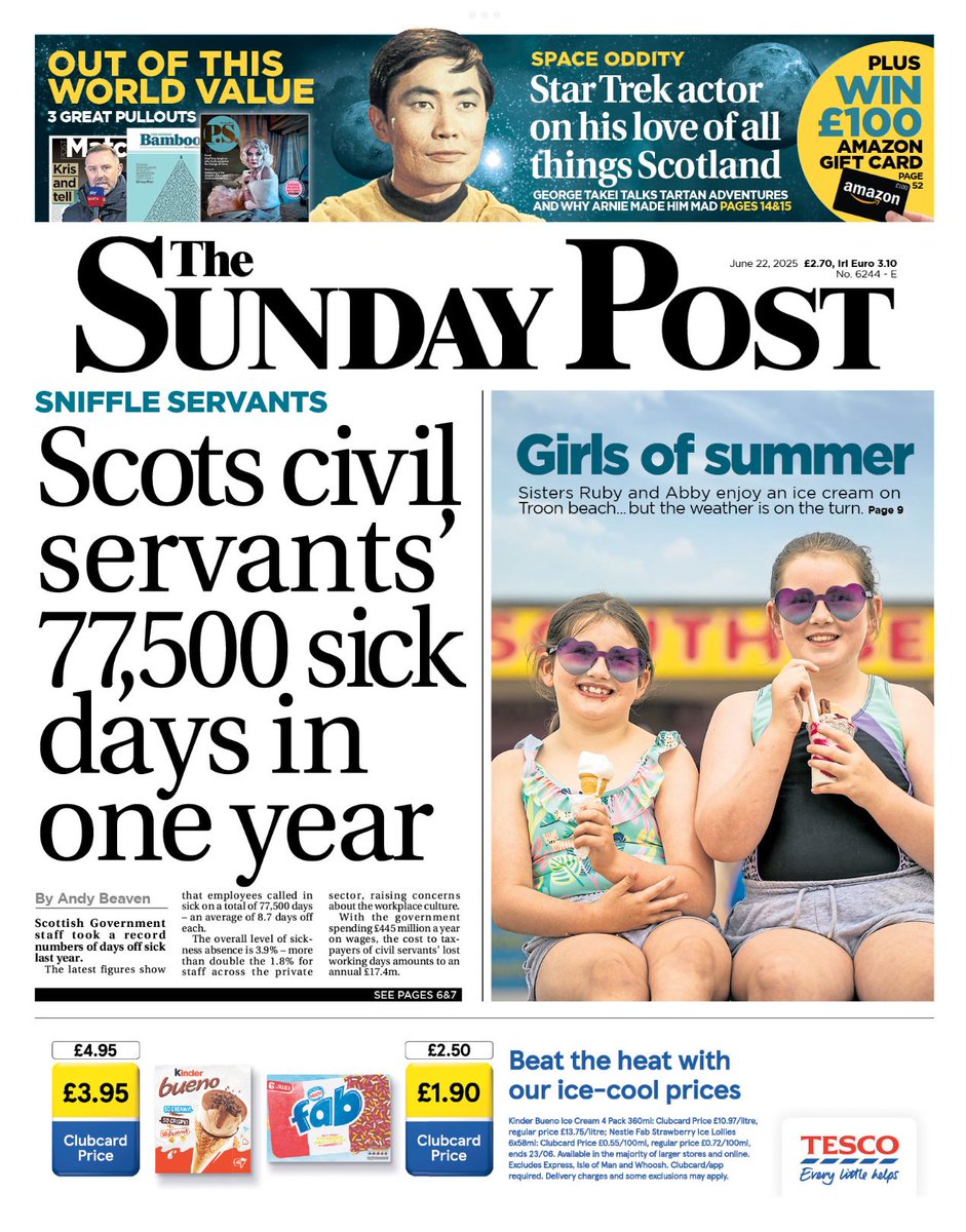 The Sentinel Current (@sentinelcurrent) on Twitter photo #TomorrowsPapersToday Sunday Post: Sniffle servants, Scots civil servants' 75,500 sick days, Andy Beaven. Girls of summer on Troon beach. sundaypost.com For more papers visit thesentinelcurrent.com/tomorrowspaper… #TomorrowsPapersToday Sunday Post: Sniffle servants, Scots civil servants' 75,500 sick days, Andy Beaven. Girls of summer on Troon beach. sundaypost.com For more papers visit thesentinelcurrent.com/tomorrowspaper…