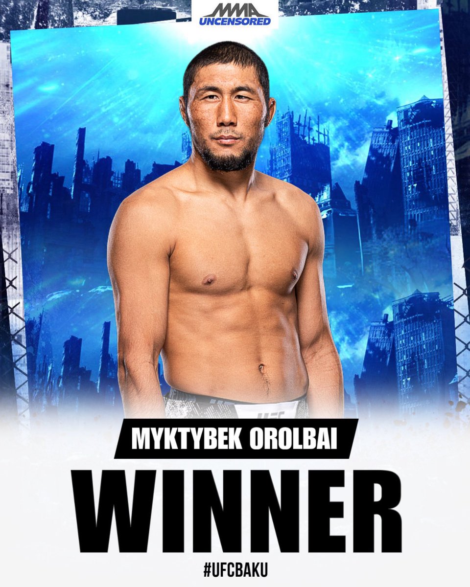 MMAUNCENSORED1's tweet image. #UFCBaku Results: Myktybek Orolbai submits Tofiq Musayev (Kimura) 

#UFC #MMA