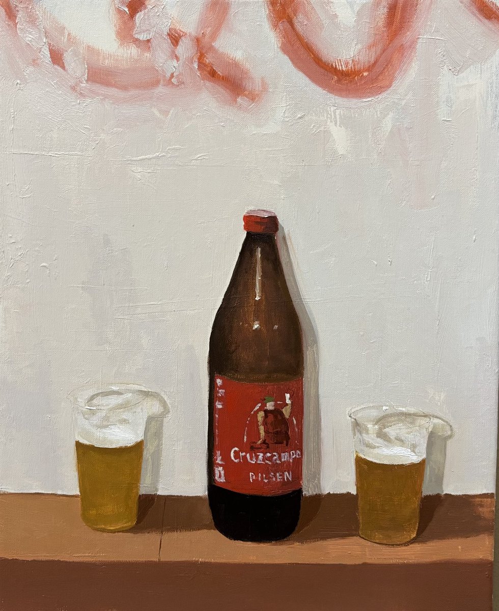 Dos cervezas , óleo sobre lino