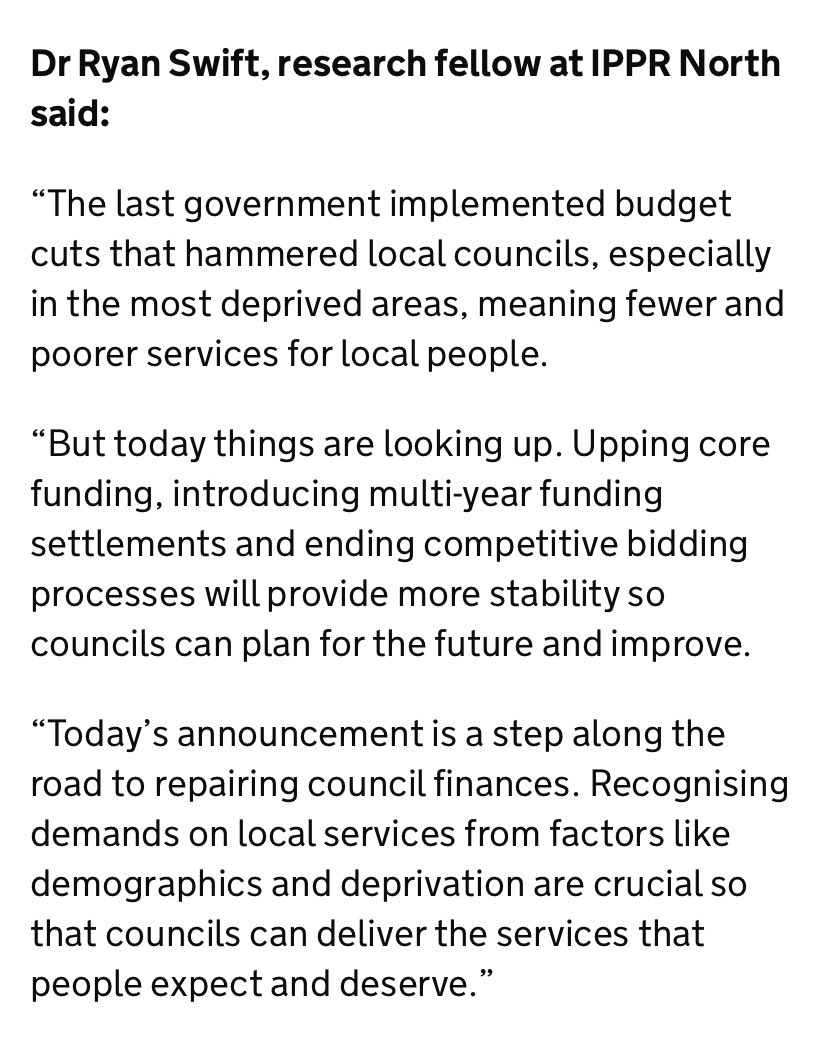RyanSwift93's tweet image. A really welcome announcement from the government earlier this week on fairer funding for local government. I was pleased to comment on it.
gov.uk/government/new…