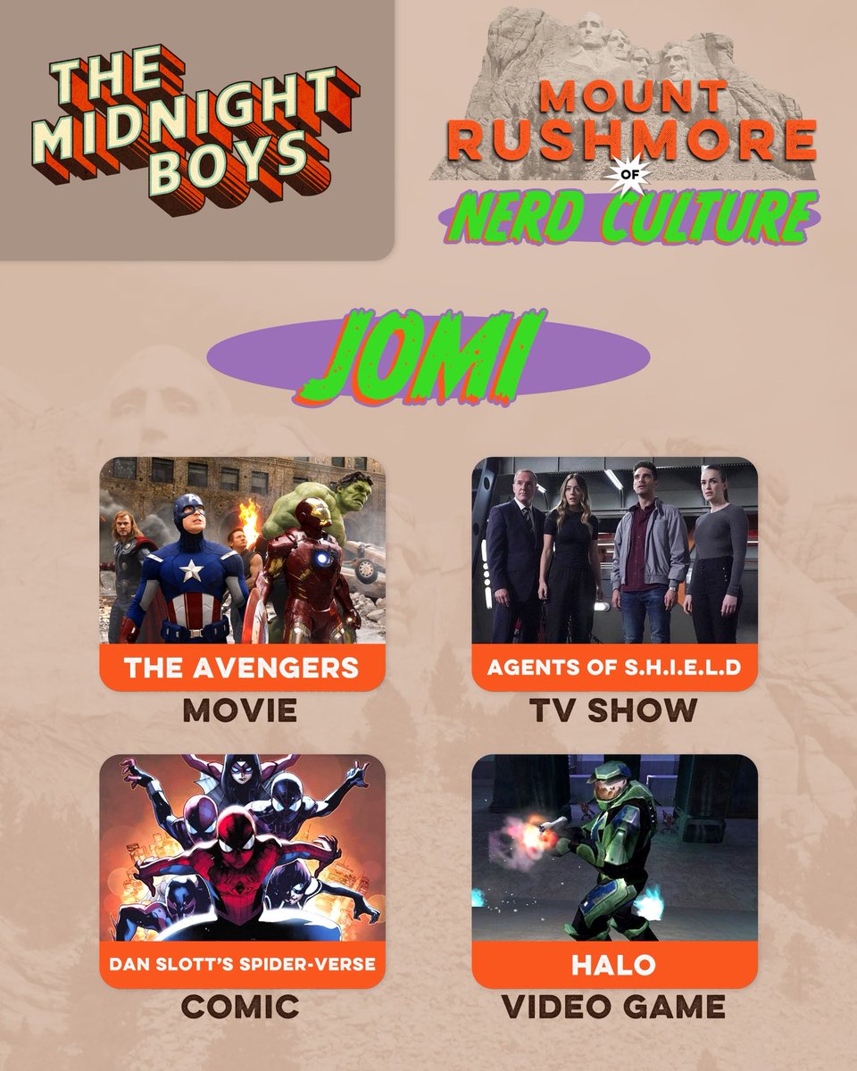 RingerVerse's tweet image. The Midnight Boys shared their Mount Rushmore of Nerd Culture Content, what would be on yours? 👀