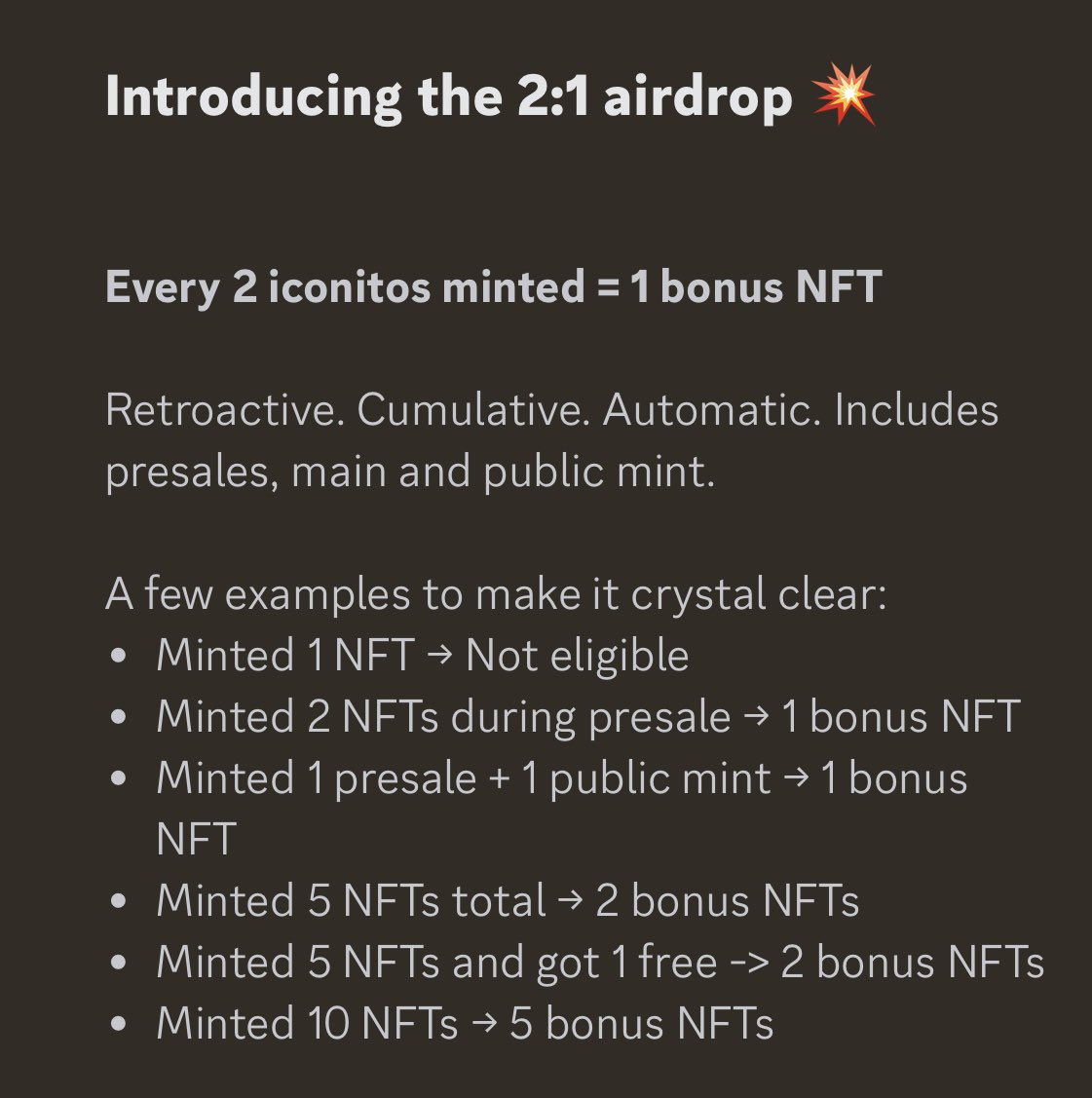If you're passionate about unique digital art, check out the <a href="/iconitoNFT/">iconito</a> public mint. Each NFT costs 0.7 SOL to mint, and if you mint two, you'll receive one additional NFT as an airdrop. With 65% already minted, their top tier artwork is in high demand. The mint closes on June