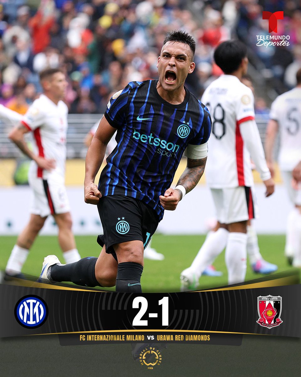 🚨 ¡Remontada de LOCURA del Inter de Milán! 🇮🇹

Lautaro Martínez marcó de chilena al 78’ y Valentín Carboni, que entró de cambio, hizo el segundo al 92’

Urawa Red Diamonds 🇯🇵 se había anticipado con gol de Watanabe

Los Nerazzurri tienen 4 puntos y se jugarán el pase ante River