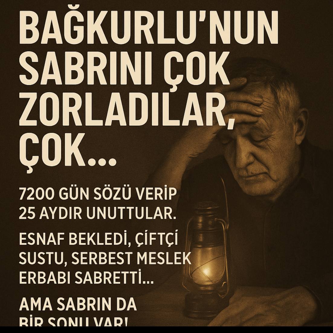 Adaletin Orta Vadesi Olmaz
İktidara düşen bahaneler üretmek yerine 
BAĞKUR PRİM EŞİTLİĞİ sözünü yerine getirmektir

<a href="/RTErdogan/">Recep Tayyip Erdoğan</a> 
<a href="/eczozgurozel/">Özgür Özel</a> 
<a href="/isikhanvedat/">Prof. Dr. Vedat Işıkhan</a> 

#Bağkur #Prim #İhya #Ciftci