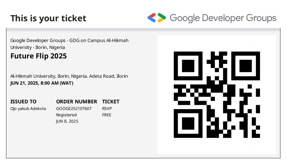 Pirage_yakub's tweet image. 🚀 #FutureFlip2025 was a game-changer. From bold ideas to raw truths, “Don’t be afraid to start small, ask questions, or fail forward.” – Bukunmi Folorunso. Today reminded me: even the biggest ideas start with a simple step.Let’s keep building. 🔥#GDSCHUI #GDGAlHikmahUni #Tech