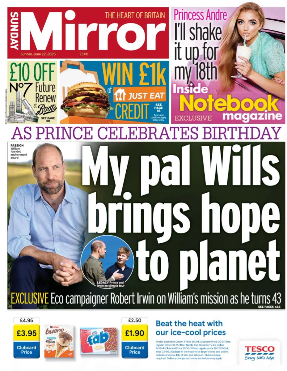 The Sentinel Current (@sentinelcurrent) on Twitter photo #TomorrowsPapersToday Sunday Mirror: My pal Wills brings hope to planet, as Prince celebrates birthday. mirror.co.uk For more papers visit thesentinelcurrent.com/tomorrowspaper… #TomorrowsPapersToday Sunday Mirror: My pal Wills brings hope to planet, as Prince celebrates birthday. mirror.co.uk For more papers visit thesentinelcurrent.com/tomorrowspaper…