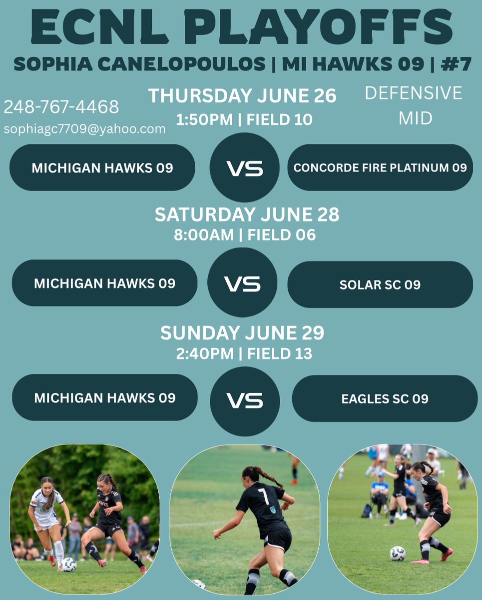 Sophia Canelopoulos (@scanelopoulos7) on Twitter photo SO EXITED to be heading to ECNL Playoffs in San Diego next week!! Looking forward to amazing competition! GO HAWKS 🌴⚽️☀️
<a href="/ImYouthSoccer/">ECNL/GA/Recruiting/College Soccer</a> SO EXITED to be heading to ECNL Playoffs in San Diego next week!! Looking forward to amazing competition! GO HAWKS 🌴⚽️☀️
<a href="/ImYouthSoccer/">ECNL/GA/Recruiting/College Soccer</a>
