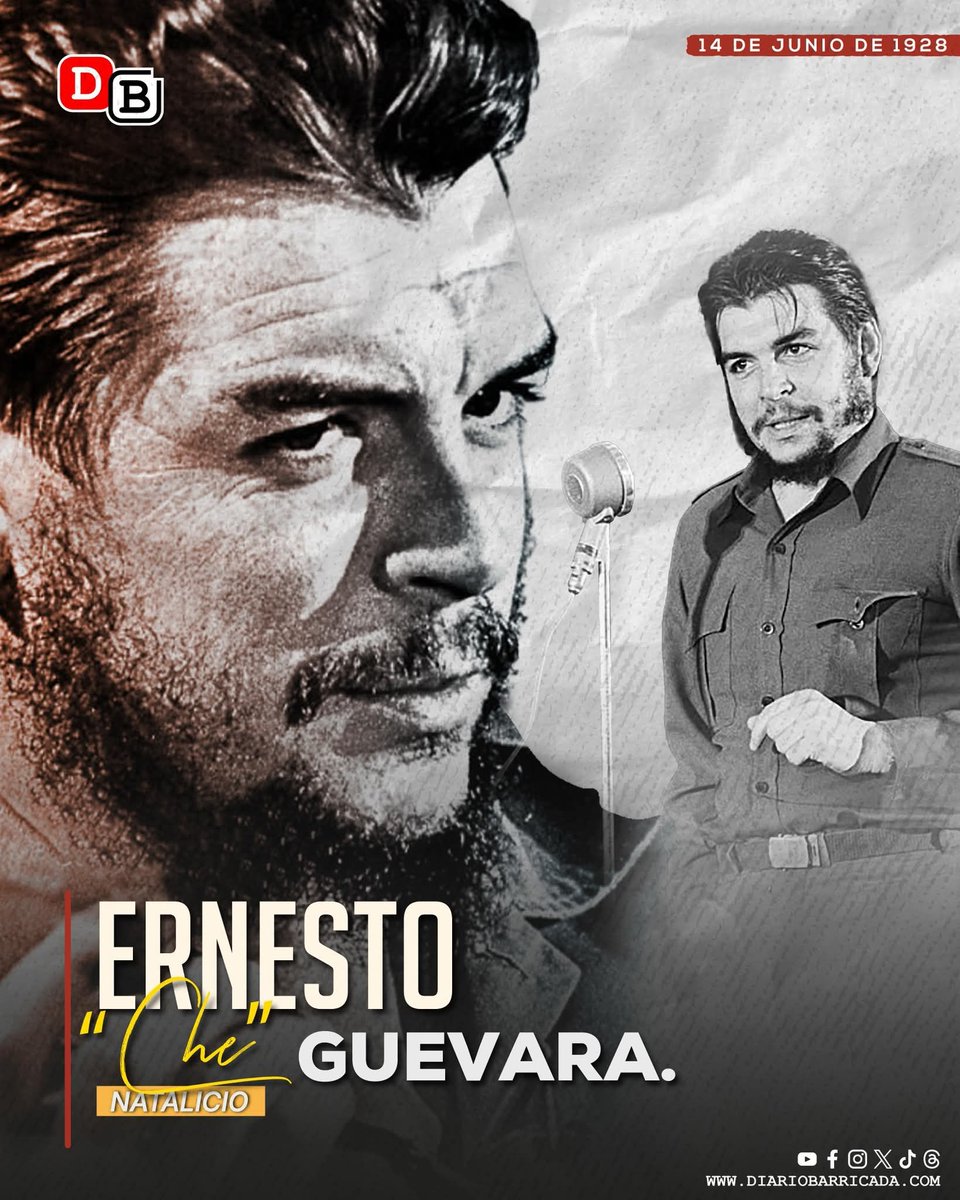 Conmemoramos hoy el natalicio de Ernesto "Che" Guevara, un ícono de la historia latinoamericana. Nacido el 14 de junio de 1928 en Rosario, Argentina, su legado como líder revolucionario sigue inspirando generaciones.

#PLOMO19
#Nicaragua