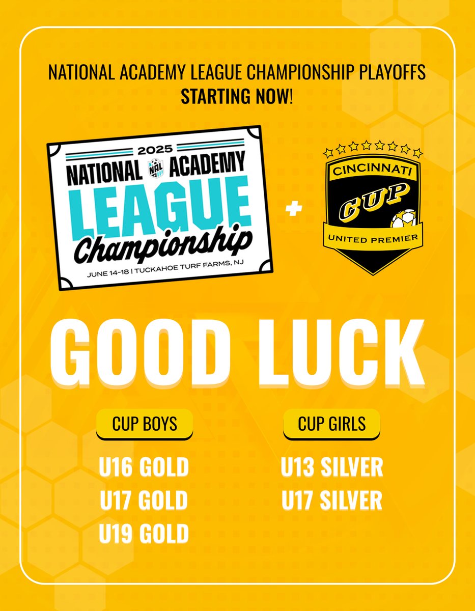 Good luck to all teams playing in the
NAL playoffs! 👏⚽🎉

#NationalAcademyLeague #NALboys #NALgirls