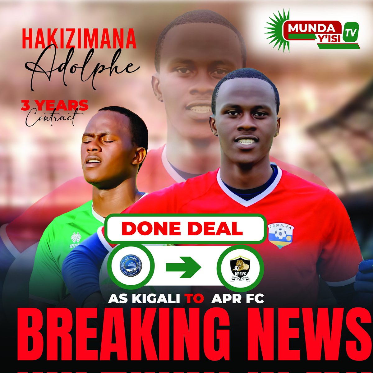 Mu nda Y'isi Official (@antamucyo) on Twitter photo ๐MUNDA Y'ISI
๐จ BREAKING NEWS
โก๏ธUmuzamu #HAdolphe wakinaga muri @fcaskigali amaze gusinya imyaka Itatu(3) muri <a href="/aprfcofficial/">APR F.C. Official</a>
โก๏ธKomeza ubane natwe kuri social media zacu no kuri YouTube Channel yacu yitwa MUNDA Y'ISI TV ๐บ urahamenyera Transfer zitandukanye. ๐MUNDA Y'ISI
๐จ BREAKING NEWS
โก๏ธUmuzamu #HAdolphe wakinaga muri @fcaskigali amaze gusinya imyaka Itatu(3) muri <a href="/aprfcofficial/">APR F.C. Official</a>
โก๏ธKomeza ubane natwe kuri social media zacu no kuri YouTube Channel yacu yitwa MUNDA Y'ISI TV ๐บ urahamenyera Transfer zitandukanye.