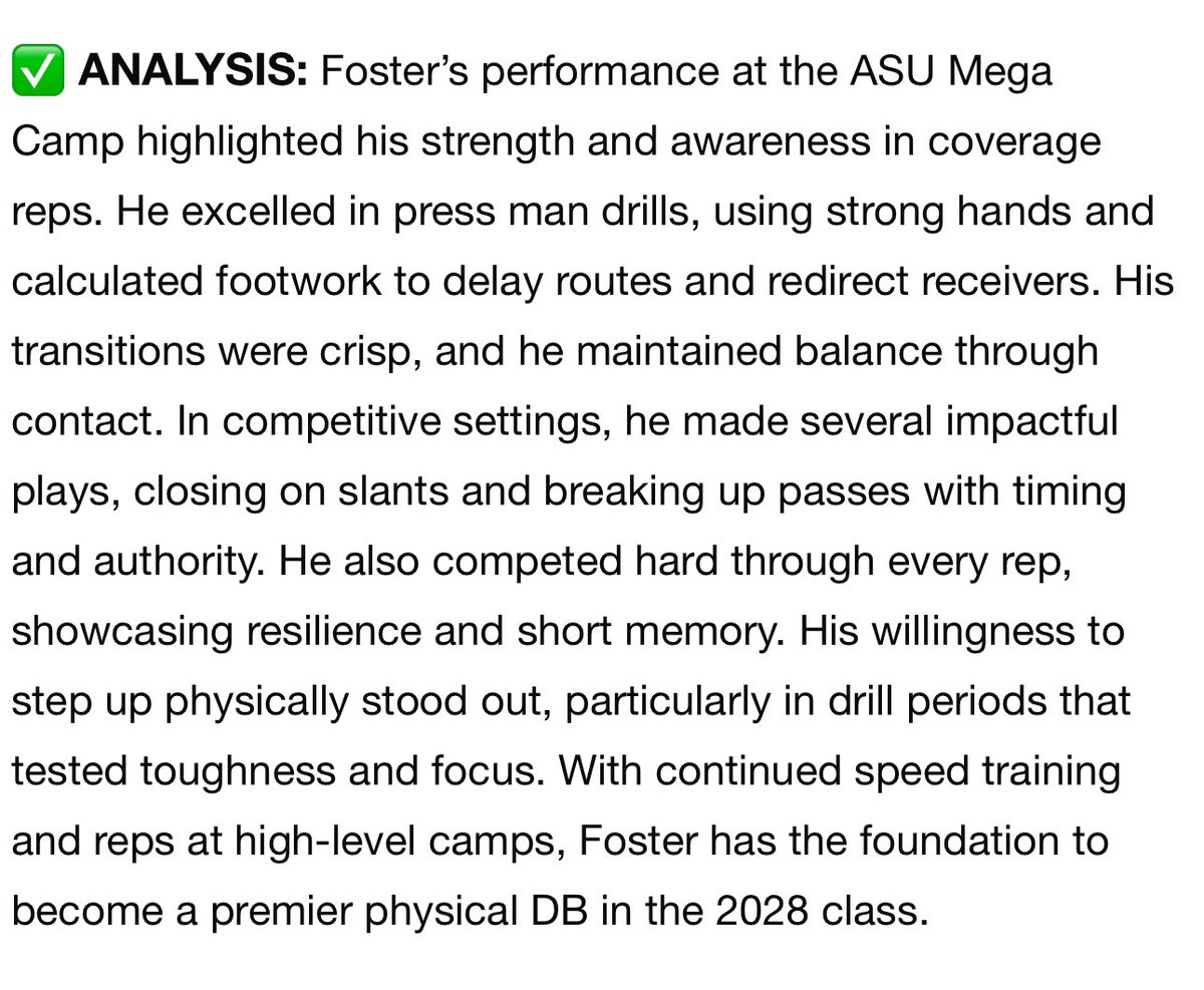 Bodie Foster (@bodiefoster10) on Twitter photo Thank you <a href="/sixstarfootball/">Six Star Football | PLUS+</a> for the write up! I look forward to returning to <a href="/ASUFootball/">Sun Devil Football</a> camp in the future. <a href="/KennyDillingham/">Coach Dillingham</a> <a href="/__coachclark/">Ray Clark</a> <a href="/RagleCharlie/">Charlie Ragle</a> <a href="/BWardDCoord/">Brian Ward</a> <a href="/CoachBC_/">Bryan Carrington</a> <a href="/JasonCvercko/">Jason Cvercko</a>
<a href="/CoachTSalazar/">Tony Salazar</a>
<a href="/BaylorMullins/">Baylor Mullins</a>
<a href="/whschapsfb/">Westlake Chaps Football</a>
<a href="/WestlakeChapsFB/">Austin Westlake HS Football</a>
<a href="/Westlake_Nation/">WestlakeNation</a> Thank you <a href="/sixstarfootball/">Six Star Football | PLUS+</a> for the write up! I look forward to returning to <a href="/ASUFootball/">Sun Devil Football</a> camp in the future. <a href="/KennyDillingham/">Coach Dillingham</a> <a href="/__coachclark/">Ray Clark</a> <a href="/RagleCharlie/">Charlie Ragle</a> <a href="/BWardDCoord/">Brian Ward</a> <a href="/CoachBC_/">Bryan Carrington</a> <a href="/JasonCvercko/">Jason Cvercko</a>
<a href="/CoachTSalazar/">Tony Salazar</a>
<a href="/BaylorMullins/">Baylor Mullins</a>
<a href="/whschapsfb/">Westlake Chaps Football</a>
<a href="/WestlakeChapsFB/">Austin Westlake HS Football</a>
<a href="/Westlake_Nation/">WestlakeNation</a>