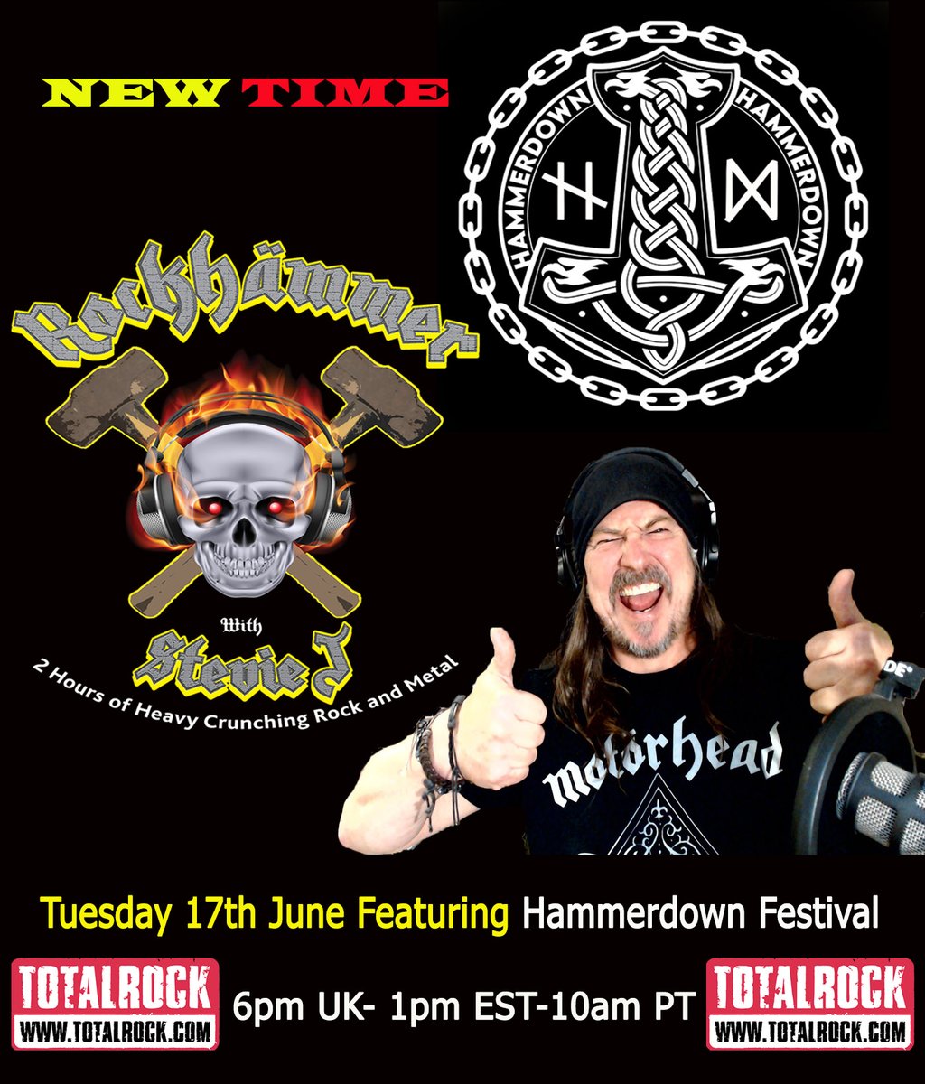 @rockhammershow (@rockhammershow) on Twitter photo Join me at the new time on <a href="/TotalRockOnline/">TotalRock</a> as #rockhammer highlights bands from the upcoming <a href="/Hammerdown_fest/">Hammerdown Festival</a>
Top tracks from <a href="/BleedAgainUK/">Bleed Again</a> <a href="/tygersofpantang/">Tygers Of Pan Tang</a> <a href="/NeonflyUK/">Neonfly</a> <a href="/OneLastDayBand/">One Last Day</a> as well as <a href="/urneband/">URNE</a> <a href="/Megadeth/">Megadeth</a> <a href="/testament/">Testament</a> & of course <a href="/myMotorhead/">Official Motörhead</a>
Suggested Volume = 12 đ Join me at the new time on <a href="/TotalRockOnline/">TotalRock</a> as #rockhammer highlights bands from the upcoming <a href="/Hammerdown_fest/">Hammerdown Festival</a>
Top tracks from <a href="/BleedAgainUK/">Bleed Again</a> <a href="/tygersofpantang/">Tygers Of Pan Tang</a> <a href="/NeonflyUK/">Neonfly</a> <a href="/OneLastDayBand/">One Last Day</a> as well as <a href="/urneband/">URNE</a> <a href="/Megadeth/">Megadeth</a> <a href="/testament/">Testament</a> & of course <a href="/myMotorhead/">Official Motörhead</a>
Suggested Volume = 12 đ