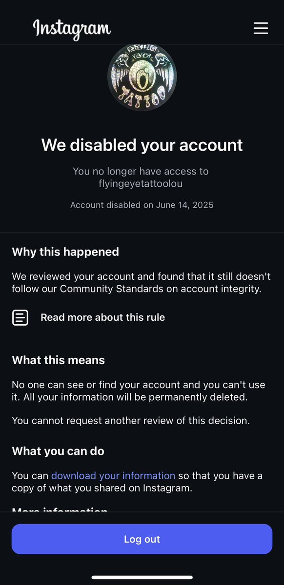 s_simmonstattoo's tweet photo. @instagram @Spotify WHERE IS MY BUSINESS ACCOUNT, @meta @instagram ?! FIX. YOUR. SHIT. https://t.co/lLxswDF1R0