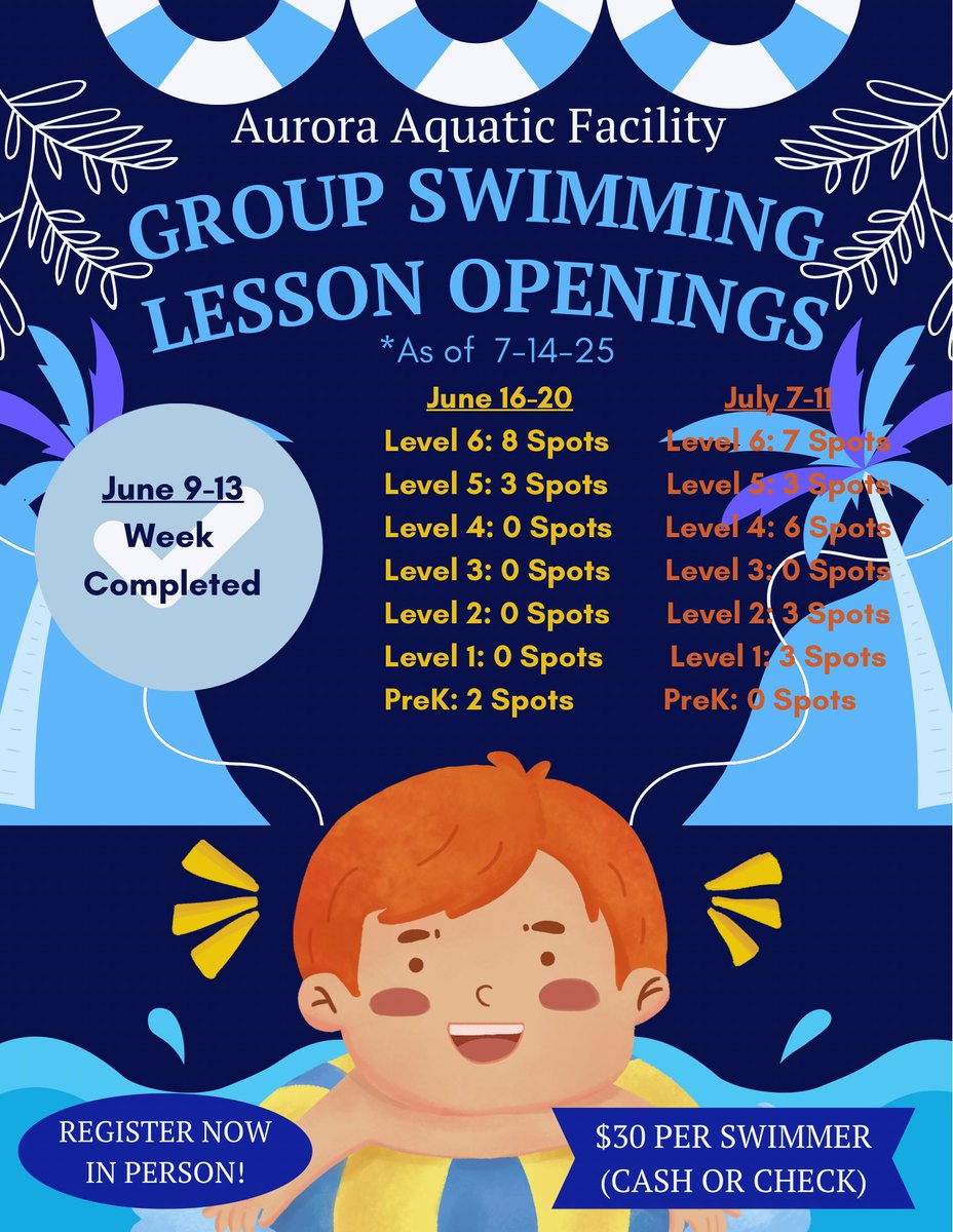 Week 2️⃣ Group Swimming 🏊🏼 🏊🏼‍♀️Lessons start on Monday and we still have availabity! Stop by in person to enroll you swimmer! Cash 💵/Checks accepted!