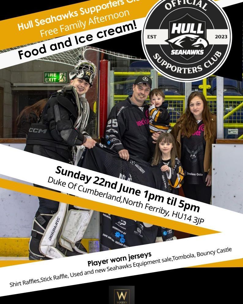 𝗛𝗨𝗟𝗟 𝗦𝗘𝗔𝗛𝗔𝗪𝗞𝗦 𝗦𝗨𝗣𝗣𝗢𝗥𝗧𝗘𝗥𝗦 𝗖𝗟𝗨𝗕 𝗙𝗔𝗠𝗜𝗟𝗬 𝗔𝗙𝗧𝗘𝗥𝗡𝗢𝗢𝗡 🦅

Join our supporters club on Sunday 22nd June for a free family afternoon at the Duke of Cumberland 🤝 

Player worn jerseys, used and new Seahawks equipment as well as multiple raffles