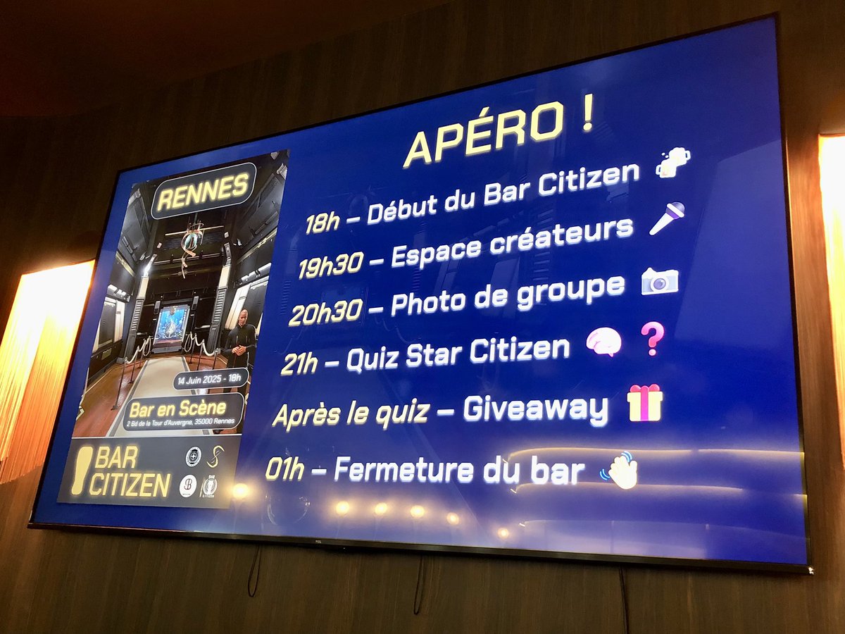 Au Bar en Scène à Rennes !

#BarCitizen #StarCitizen #SCFR #Pulsar42 #Jeuxvideo <a href="/barcitizensc/">Bar Citizen</a> <a href="/RobertsSpaceInd/">Star Citizen</a> <a href="/NicouLenny/">Nicou</a> <a href="/DiscordSCF/">Star Citizen Francophone 🇫🇷 🇧🇪 🇨🇭 🇨🇦</a> <a href="/StantonChronic/">Stanton Chronicles</a>