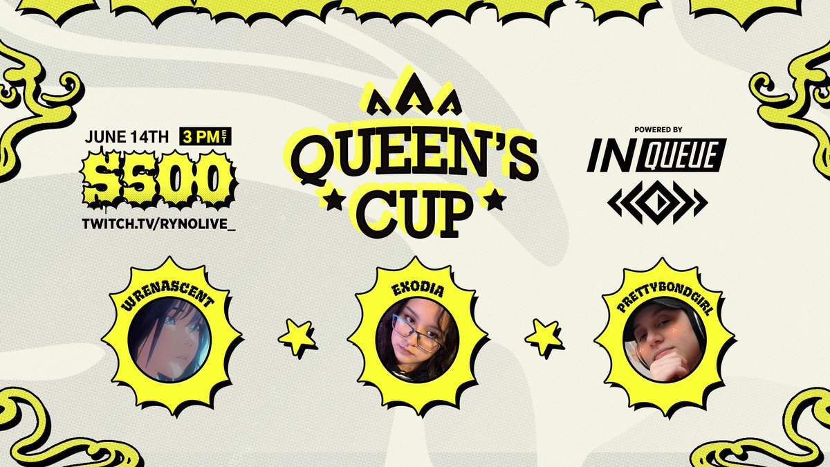 twitch.tv/prettybondgirl       

Playing in <a href="/RynoLive_/">MPIRE RynoLive</a>'s Queen's Cup today with <a href="/wrenascent/">NG Wrenascent</a> and <a href="/Ms_Exodia/">NG Exodia</a> 

Stream starts in 5 mins