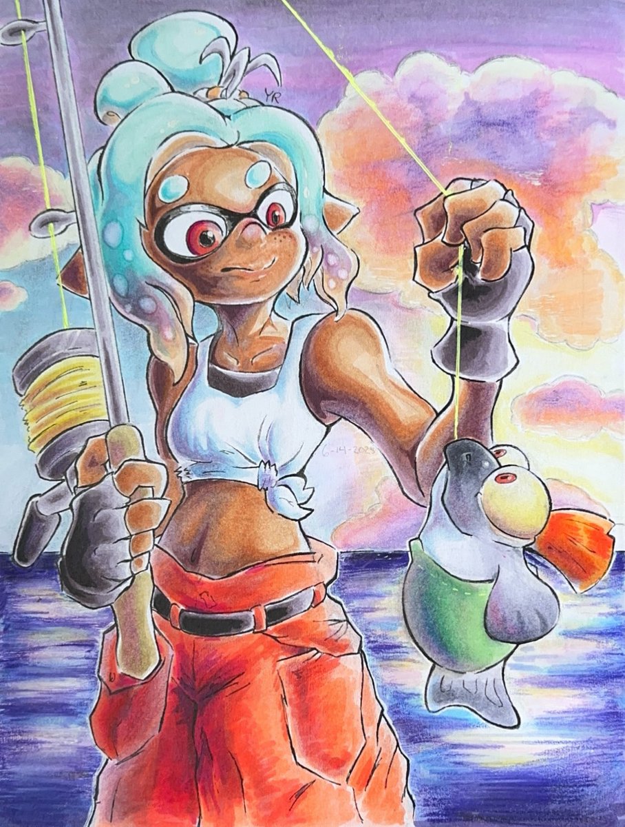 rush_yoshi's tweet image. Gone fishing 🦑 🎣 #splatoon #splatoonraiders