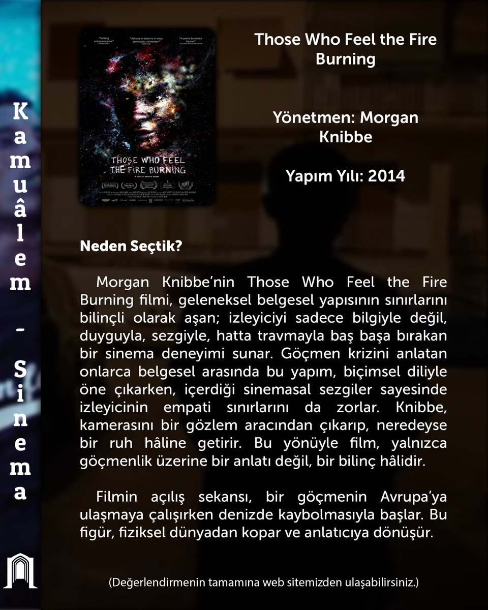 Kamuâlem | Sinema

Film Adı: Those Who Feel the Fire Burning

Yönetmen: Morgan Knibbe

Yapım Yılı: 2014

(Değerlendirmemizin tamamına web sitemizden ulaşabilirsiniz. )

kamualem.com/film-onerileri/