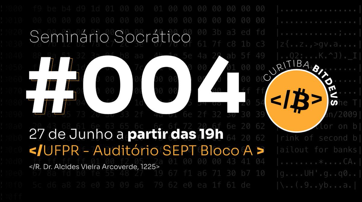 Curitiba BitDevs (@curitibabitdevs) on Twitter photo 🚀 O BitDevs #004 de Curitiba está chegando!
📅 Sexta, 27/06 – 19h
📍 UFPR - Auditório SEPT Bloco A
🎙️ Hosts: <a href="/gustingelin/">Gustavo Stingelin</a> & <a href="/diogock/">Diogo C. K.</a>
🙌 Apoio: <a href="/Vinteum_org/">Vinteum</a> 🚀 O BitDevs #004 de Curitiba está chegando!
📅 Sexta, 27/06 – 19h
📍 UFPR - Auditório SEPT Bloco A
🎙️ Hosts: <a href="/gustingelin/">Gustavo Stingelin</a> & <a href="/diogock/">Diogo C. K.</a>
🙌 Apoio: <a href="/Vinteum_org/">Vinteum</a>