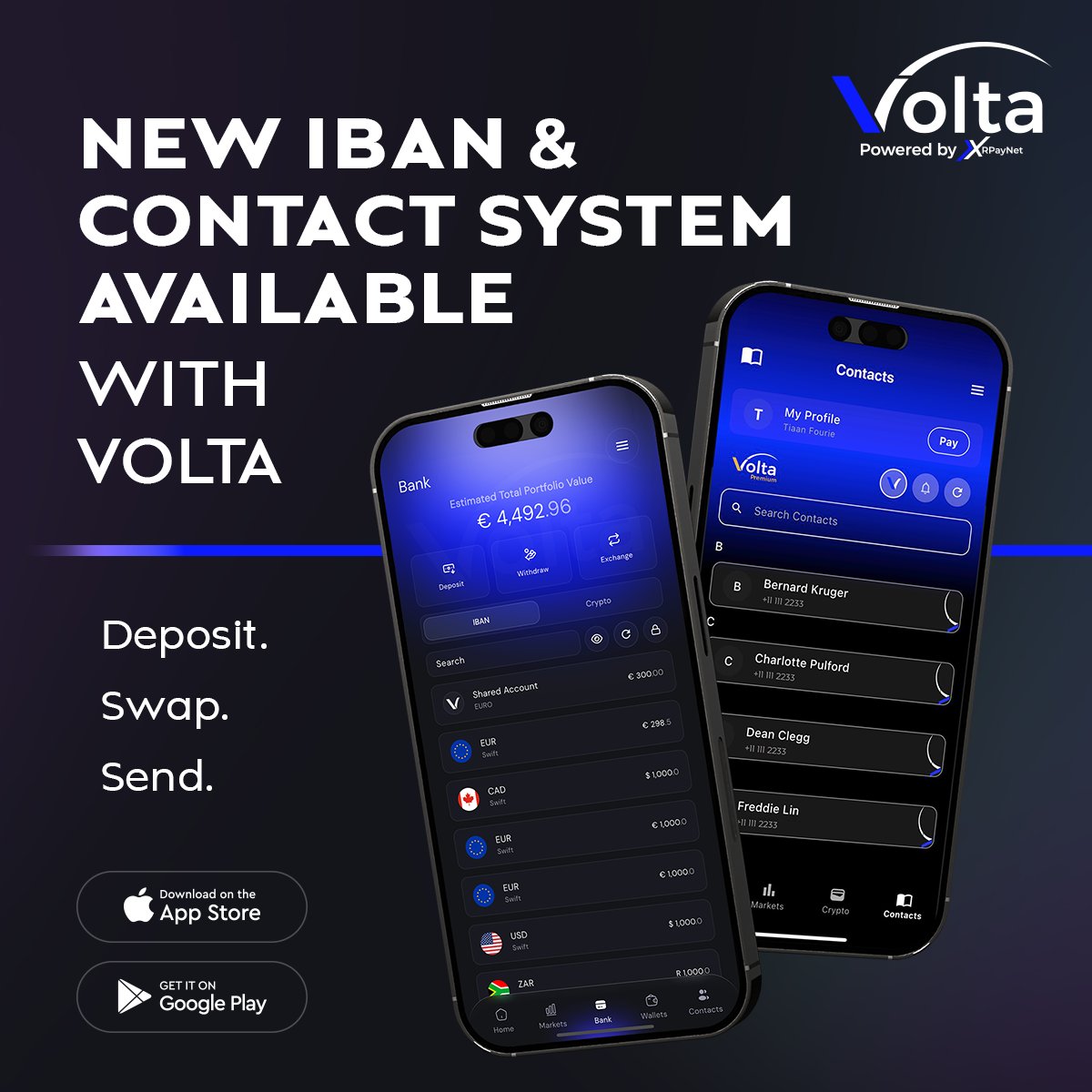 🚨 Live Now: IBAN &amp; Contact System 🚨

Volta just unlocked seamless banking - send, receive &amp; buy crypto with USD, EUR, GBP, AUD, CAD, and more directly from your app. Instantly send crypto payments to friends from your phone's contact list.

All in one app.
🔗